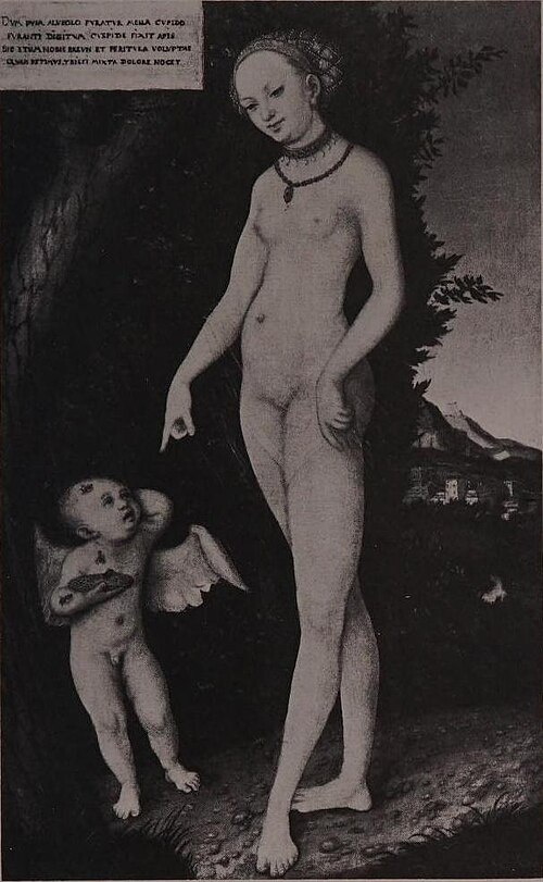 Venus with Cupid stealing honey, 1530, Lucas Cranach l'Ancien