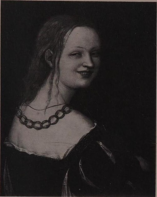 Portrait of a laughing Young Woman at bust length [Fragment], 1533, Lucas Cranach the Elder