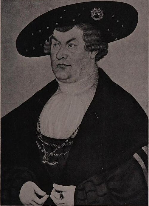 Portrait of a clean-shaved man with a broad-brimmed beret, 1532, Lucas Cranach the Elder
