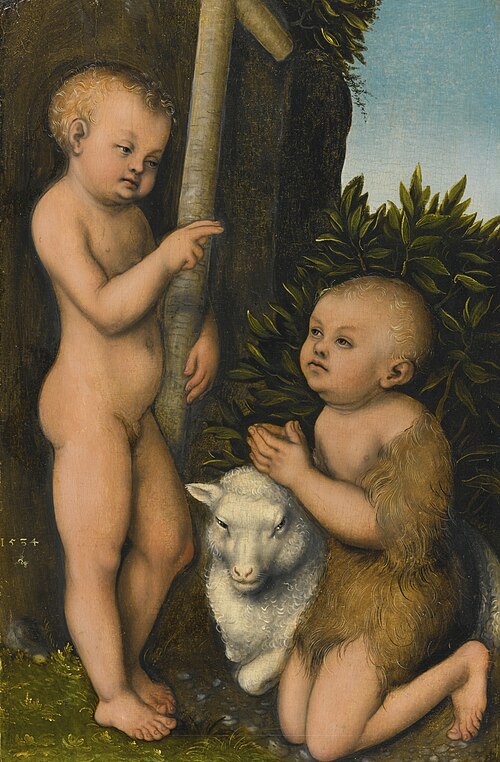 The Infant Jesus adored by the Infant St John the Baptist, 1534, Lucas Cranach the Elder