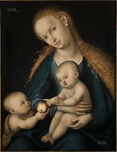 The so-called Unterberger Virgin with Child and the Infant John the Baptist offering an Apple, , Lucas Cranach l'Ancien