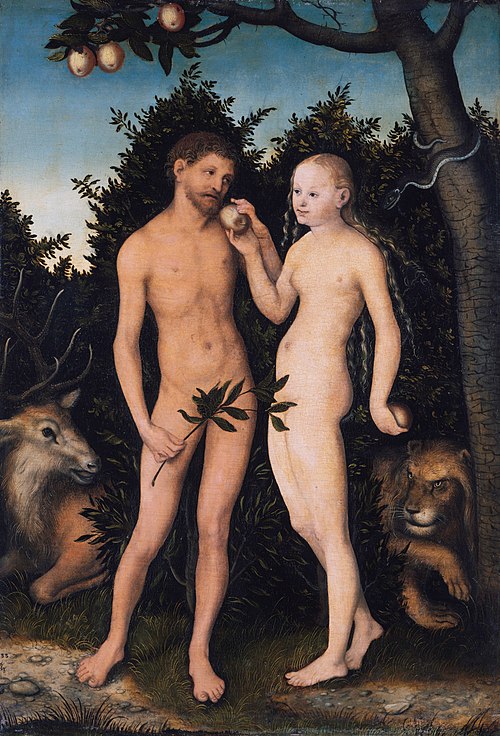 Adam et Eve au Paradis, 1533, Lucas Cranach l'Ancien
