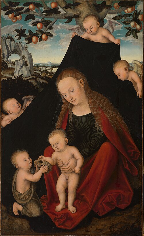 Virgin and Child with the Infant St. John the Baptist and Angels, 1535, Lucas Cranach l'Ancien