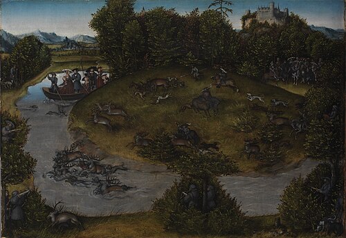 The Stag Hunt of the Elector Frederic the Wise (1463-1525) of Saxony, 1529, Lucas Cranach l'Ancien