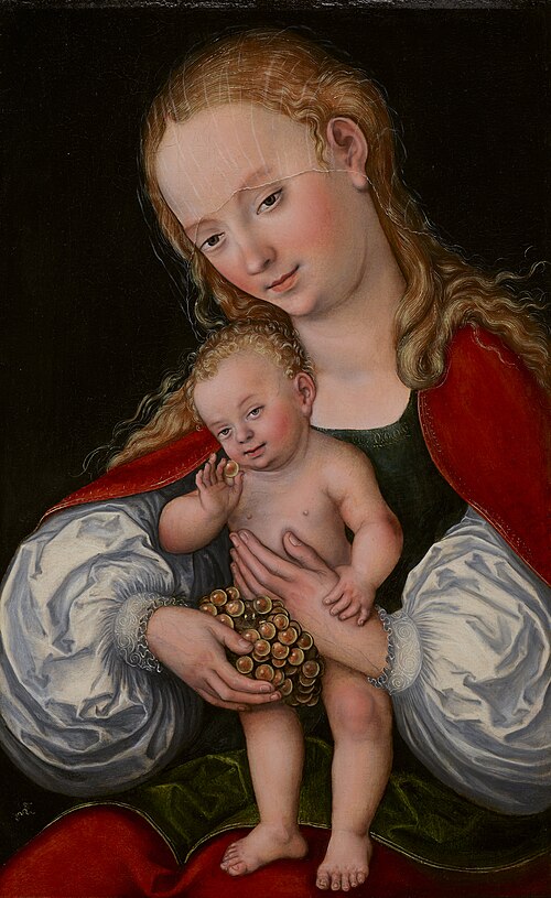 Madonna and Child with Grapes, 1537, Lucas Cranach l'Ancien