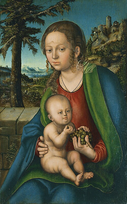 The Virgin and Child with a Bunch of Grapes, 1509, Lucas Cranach l'Ancien