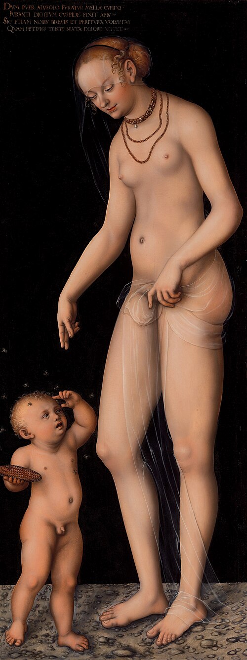 Venus with amor the honey thief, , Lucas Cranach l'Ancien