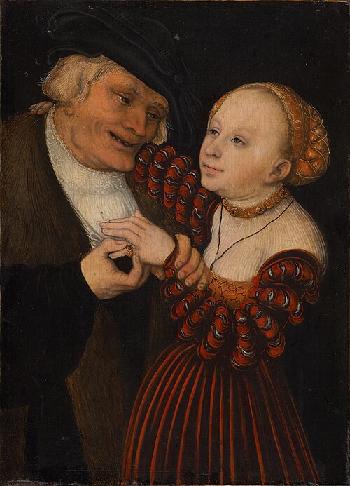 An Old Man with a Girl / An Ill-matched Couple, 1535, Lucas Cranach l'Ancien