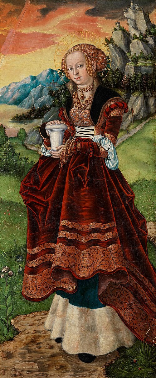 Pfirtscher Altarpiece: Heilige Maria Magdalena, 1528, Lucas Cranach l'Ancien