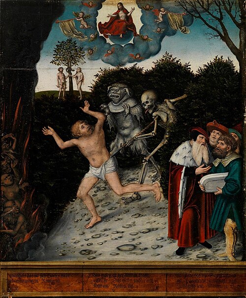 Allegory of Law and Mercy: Fall of man, 1600, Lucas Cranach l'Ancien