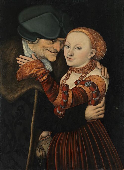 Ill-matched couple, 1528, Lucas Cranach l'Ancien