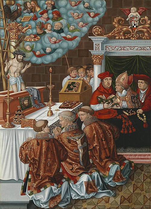 The Mass of St Gregory with Cardinal Albrecht of Brandenburg, 1522, Lucas Cranach l'Ancien