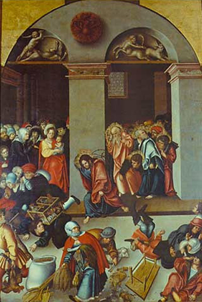 Expulsion of the money changers from the temple, 1510, Lucas Cranach l'Ancien