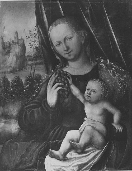 Virgin with child and bunch of grapes, 1549, Lucas Cranach l'Ancien