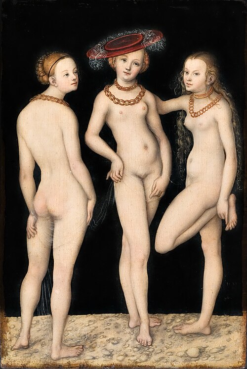 Les Trois Grâces, 1531, Lucas Cranach l'Ancien