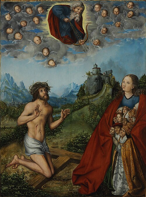 Christ and the Virgin Interceding for Humanity before God the Father, 1517, Lucas Cranach l'Ancien