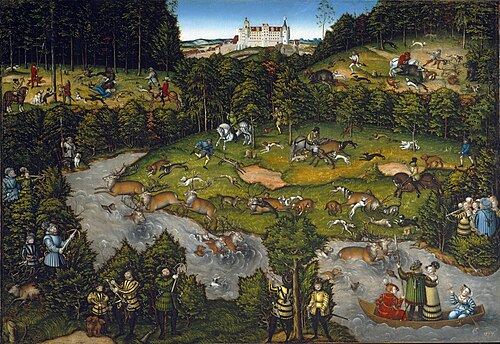 Hunting near Hartenfels Castle, 1540, Lucas Cranach the Elder