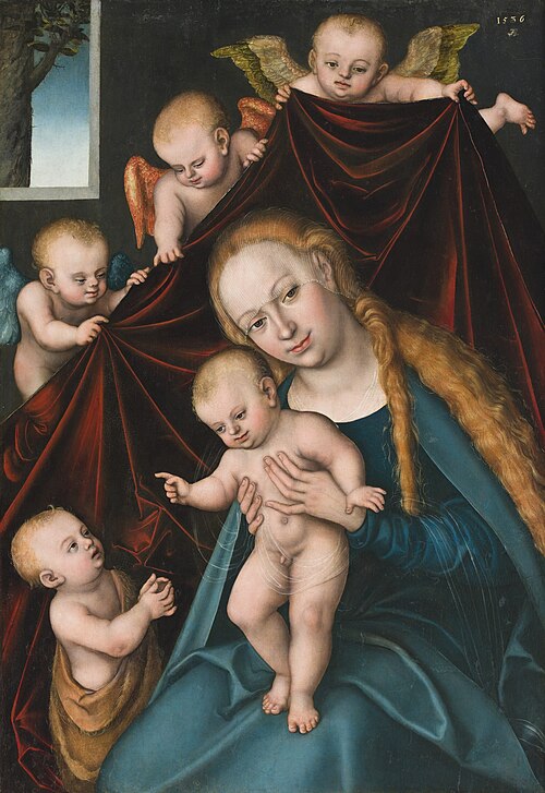 Madonna and Child with Infant Saint John the Baptist and Angels, 1536, Lucas Cranach l'Ancien