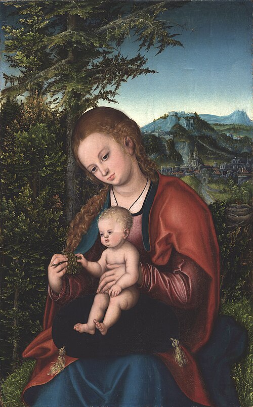 Madonna and Child in a Landscape, 1518, Lucas Cranach the Elder