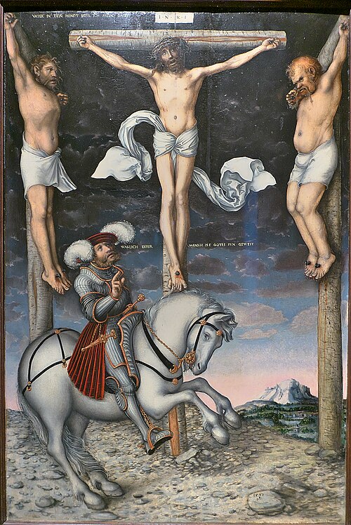 The Crucifixion with the Converted Centurion, 1538, Lucas Cranach l'Ancien