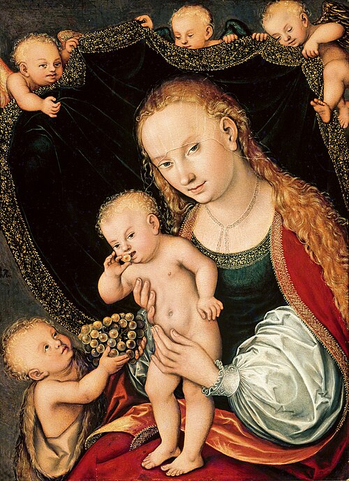 Madonna and Child with the Infant John the Baptist and Angels, 1535, Lucas Cranach l'Ancien