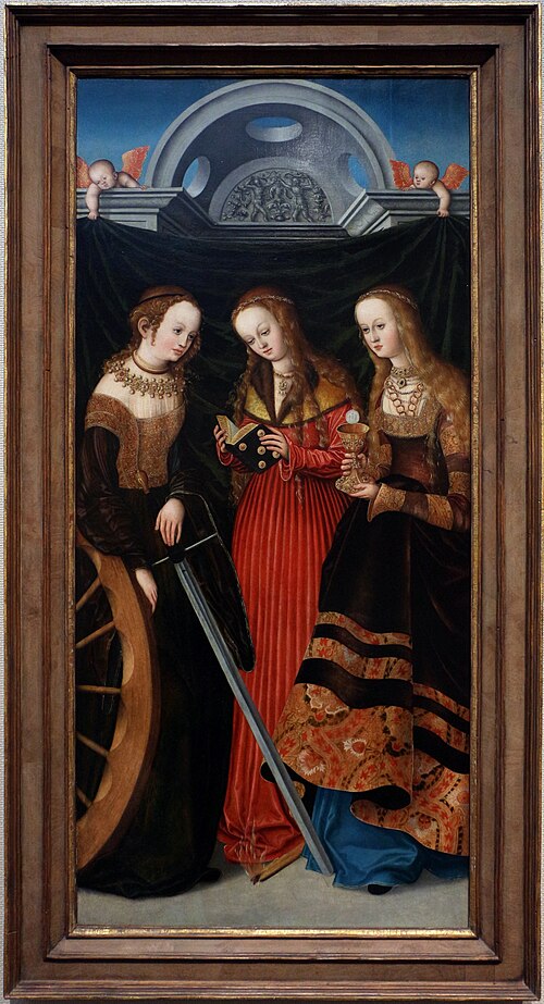 Saints Catherine, Margaret, and Barbara, 1517, Lucas Cranach l'Ancien