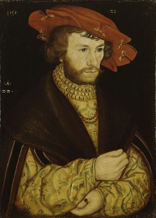Portrait of a Young Man with a Beard and Red Beret, 1521, Lucas Cranach the Elder