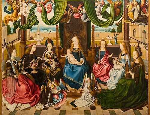 Virgin and child with female saints, 1485, Master of the Cologne legend of St. Ursula