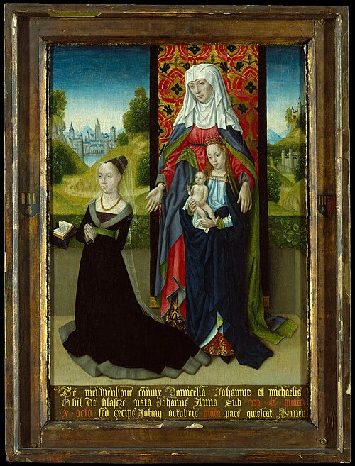 Virgin and Child with Saint Anne Presenting Anna van Nieuwenhove, 1480, Master of the Cologne legend of St. Ursula