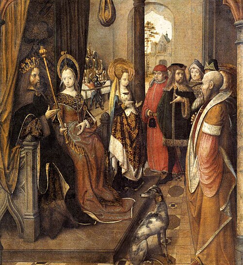 Arrival of the emissaries at the palace of St. Ursula's parents, 1487, Master of the Cologne legend of St. Ursula