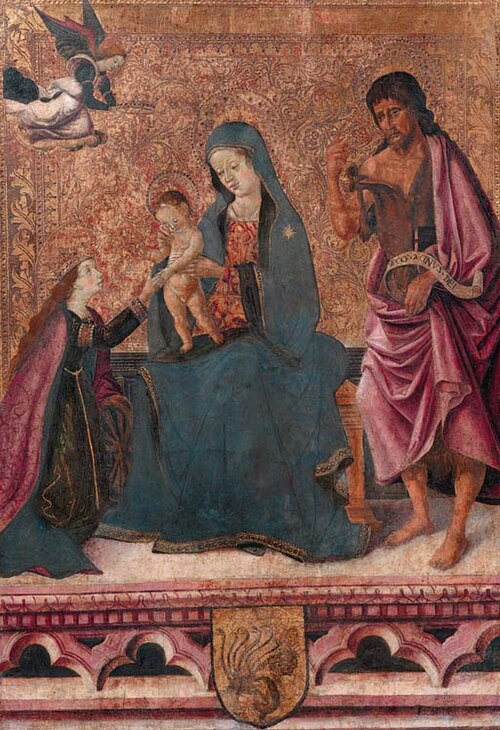 The Mystic Marriage of Saint Catherine of Alexandria, with Saint John the Baptist, 1487, Maître de la Madone de Liverpool