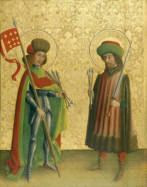 Die Heiligen Sebastian und Fabian, 1460, Maître de la Passion de Darmstadt