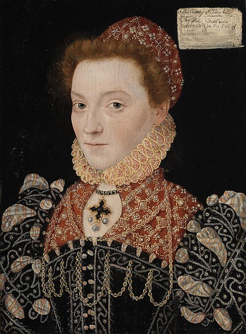 Portrait of 'The Fair Geraldine' (Elizabeth Fitzgerald, Countess of Lincoln, c1528-1590), 1575, Master of the Countess of Warwick