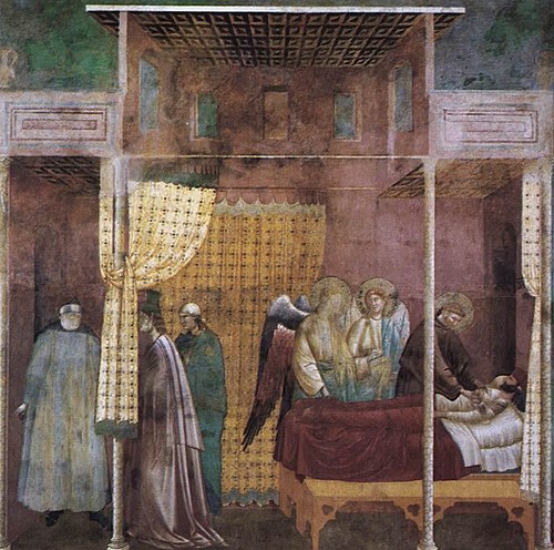 Legend of St Francis: 26. The Healing of a Devotee of the Saint, 1295, Maestro della Santa Cecilia