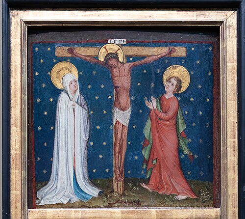 Christus am Kreuz zwischen Maria und Johannes, 1417, Maître de la Petite Passion