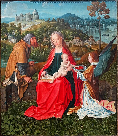 La Sainte Famille et un ange, 1530, Maître aux Madones Joufflues