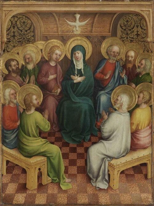 Heisterbacher Altar: Pfingstwunder (mit Stefan Lochner), , Maître du Retable de Heisterbach