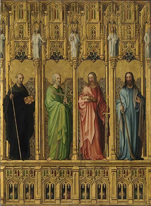 Saint Benedict and the apostles Philippus, Matthew and James the Younger, 1440, Maître du Retable de Heisterbach