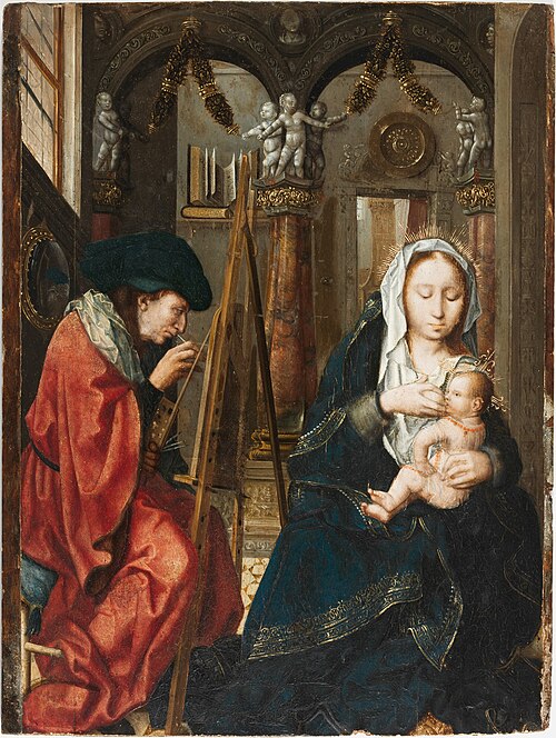 Saint Luke painting the Virgin, 1510, Maître du Saint-Sang