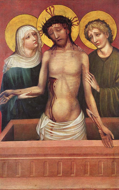 Man of Sorrows between Mary and John, 1420, Maître du retable de Imhof