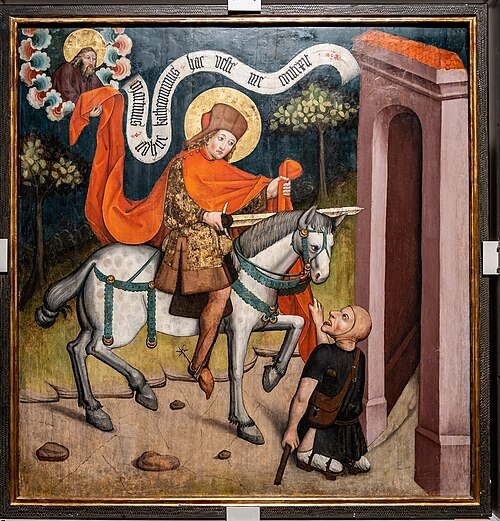 Mantelteilung des Heiligen Martin von Tours, 1460, Meister des Riedener Altars