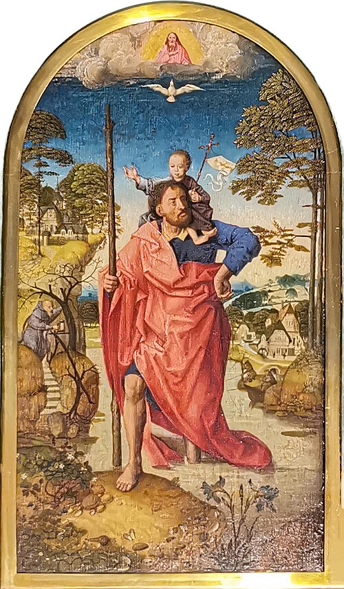 Saint Christopher, 1500, Maître au feuillage en broderie