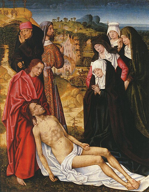 Déploration du Christ, 1500, Maître au feuillage en broderie
