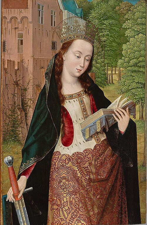 Sainte Catherine., 1500, Maître au feuillage en broderie