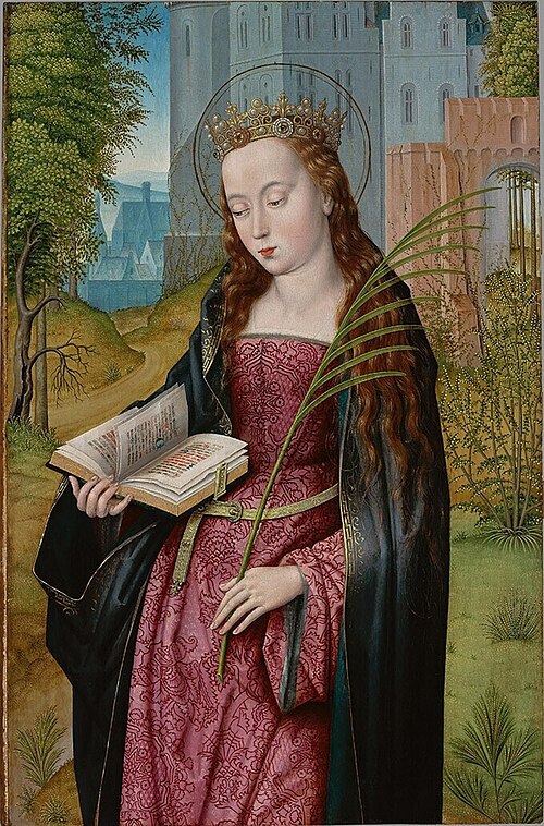 Sainte Barbe., 1500, Maître au feuillage en broderie