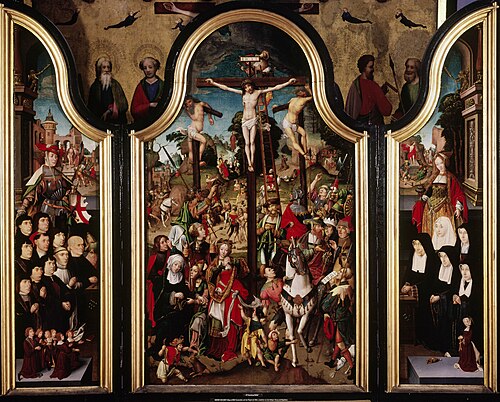 Triptych with the crucifixion of Christ, 1500, Maître de Delft