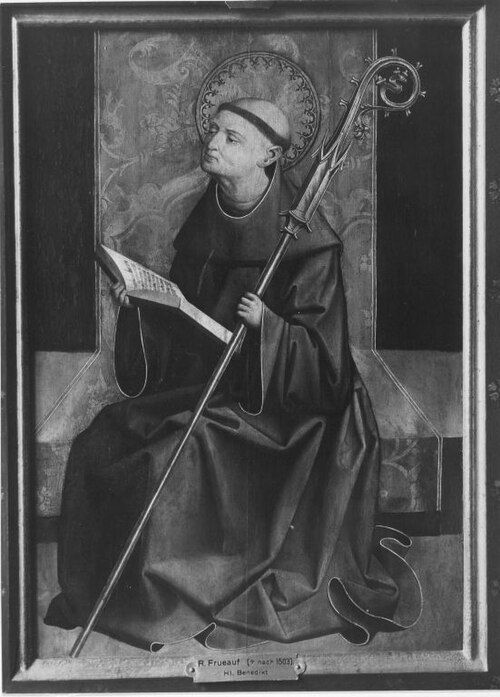Heiliger Abt (Hl. Benedikt?), 1500, Meister von Großgmain