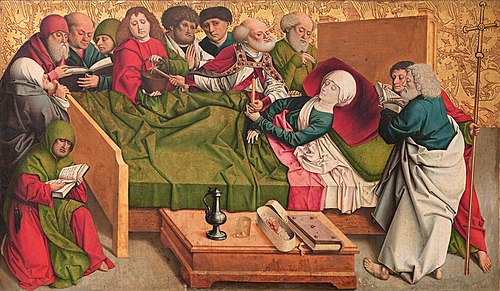Marientod, Mitteltafel des sog. Pretschlaipfer-Triptychons, 1480, Meister von Großgmain