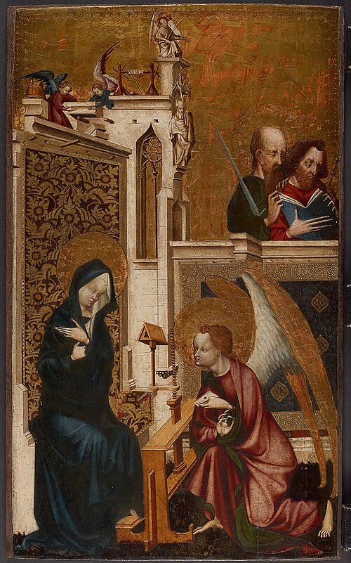 Verkündigung Mariae, Rückseite: Hl. Dorothea, 1405, Master of Heiligenkreuz Abbey