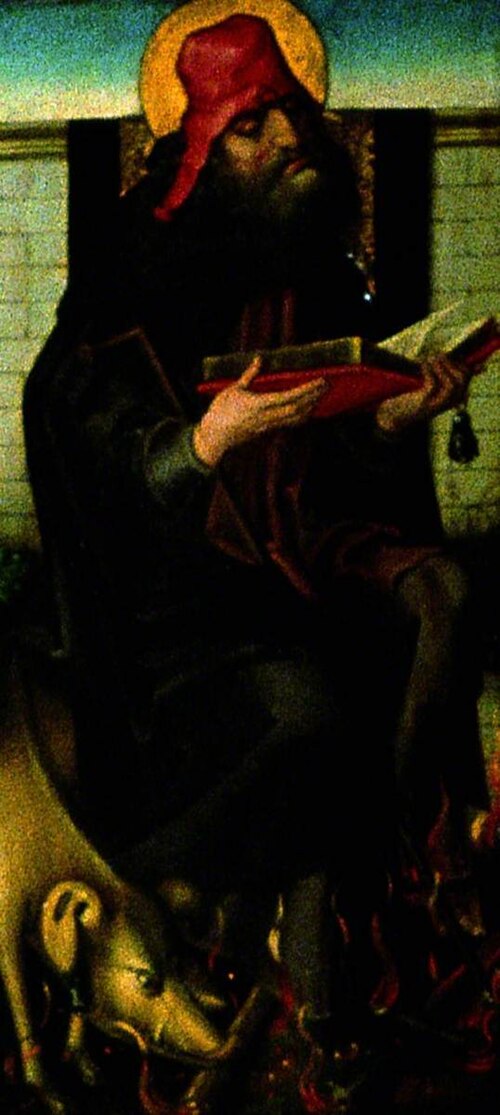 Saint Anthony (verso), 1467, Maître de la vue de Sainte-Gudule